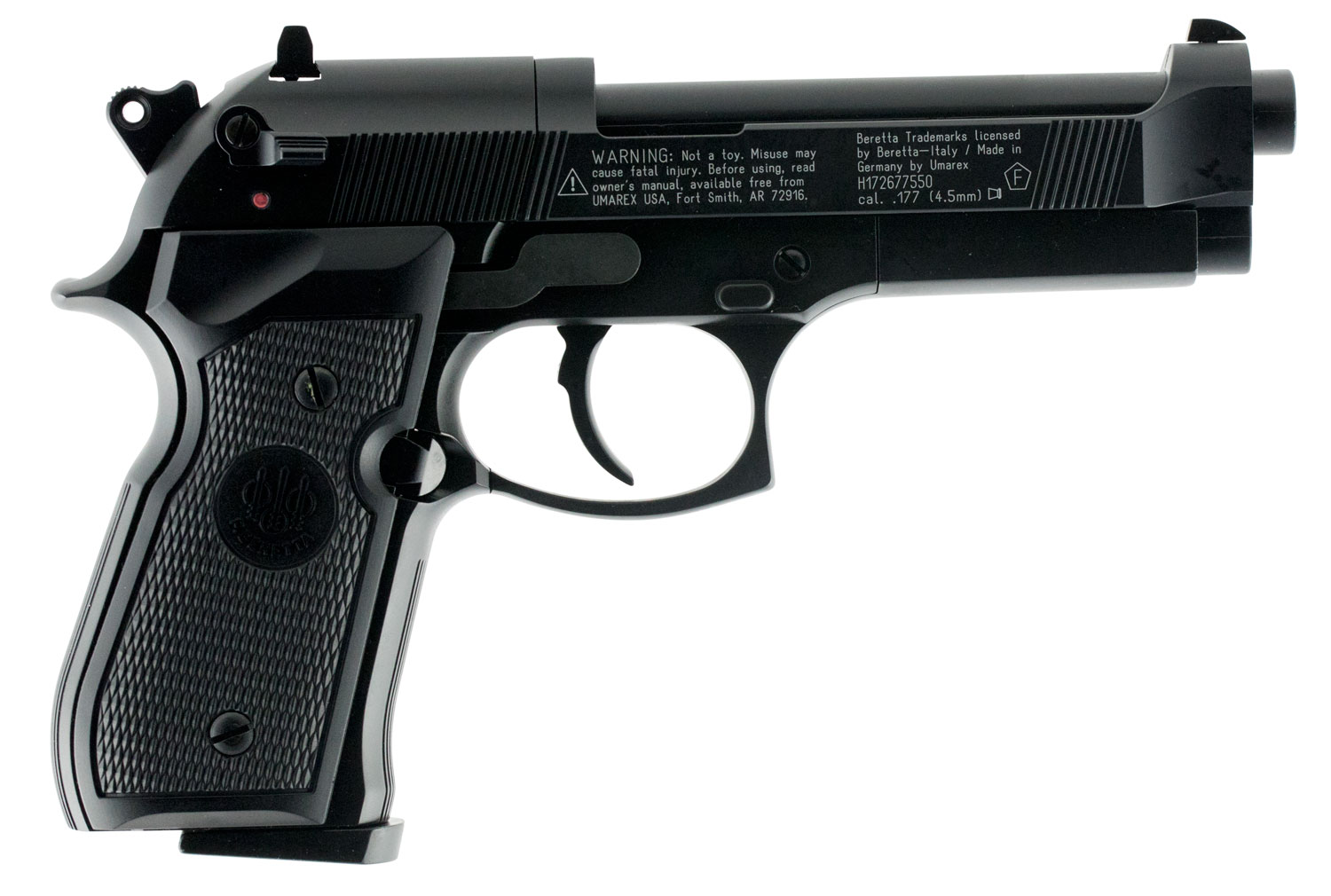 Beretta Air Pistol 2253000 Beretta M92 FS  CO2 177 Pellet 8rd Black Frame Black Polymer Grip