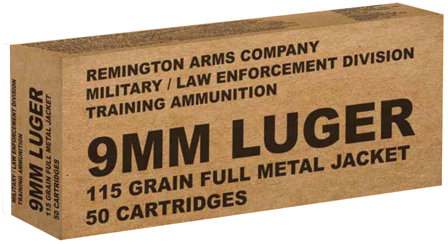 Remington Military/Law Enforcement Training Ammunition 9mm 115 gr FMJ 1145 fps 50/ct