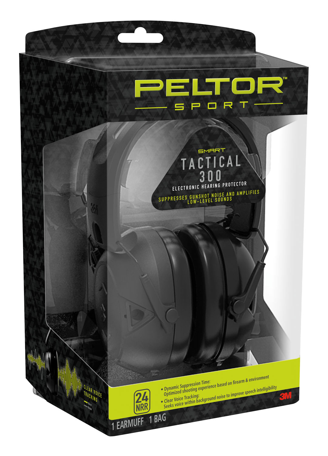 Peltor TAC300OTH Sport Tactical 300 24 dB Over the Head Black Adult 1 Pair