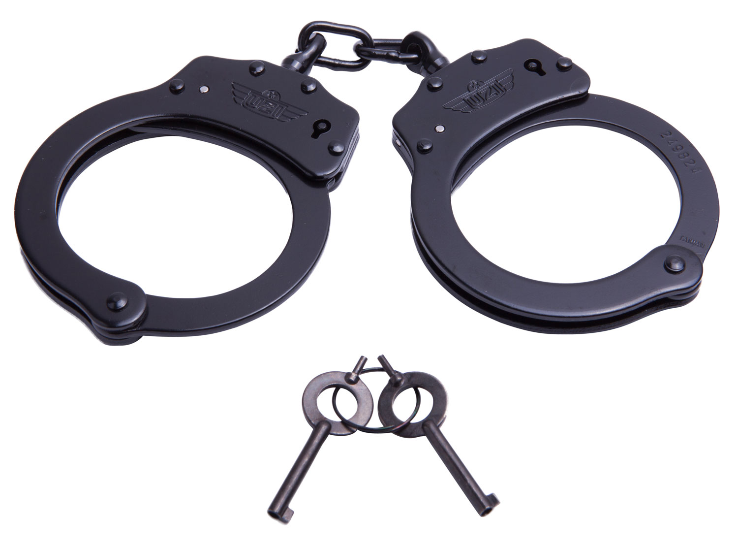 Uzi Accessories UZIHCCB Handcuffs Chain Black Stainless Steel Includes 2 Keys