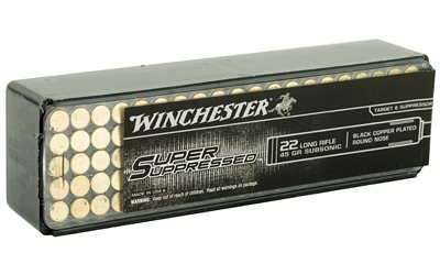 Winchester Ammo SUP22LR Super Suppressed  22 LR 45 gr Black Copper Plated Round Nose 100 Bx/20 Cs