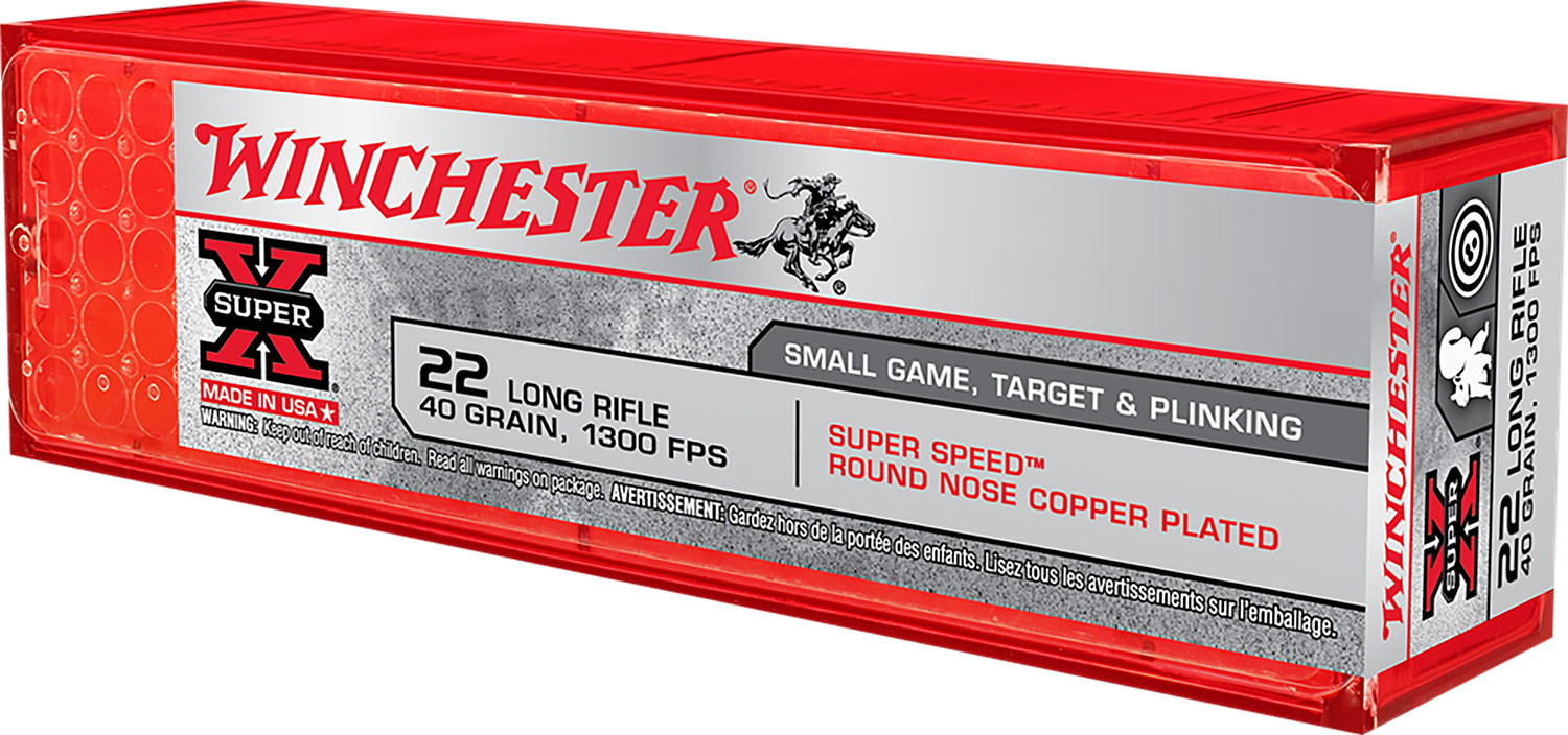 Winchester Ammo X22LRSS1 Super X  22 LR 40 gr Super Speed Round Nose Copper Plated 100 Bx/20 Cs