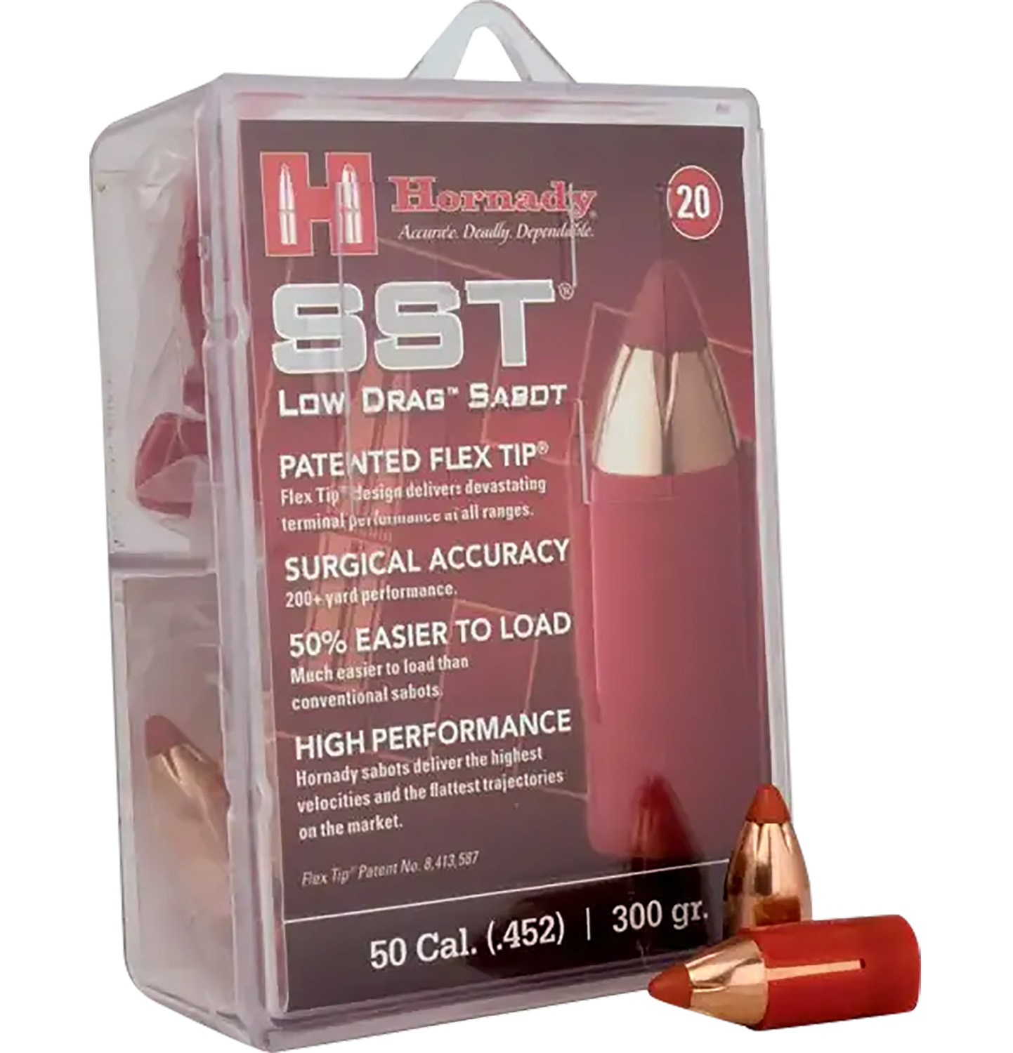 Hornady Muzzleloading Sabots with Bullets  <br>  50 Cal. 300 gr. SST Low Drag 20 rd.
