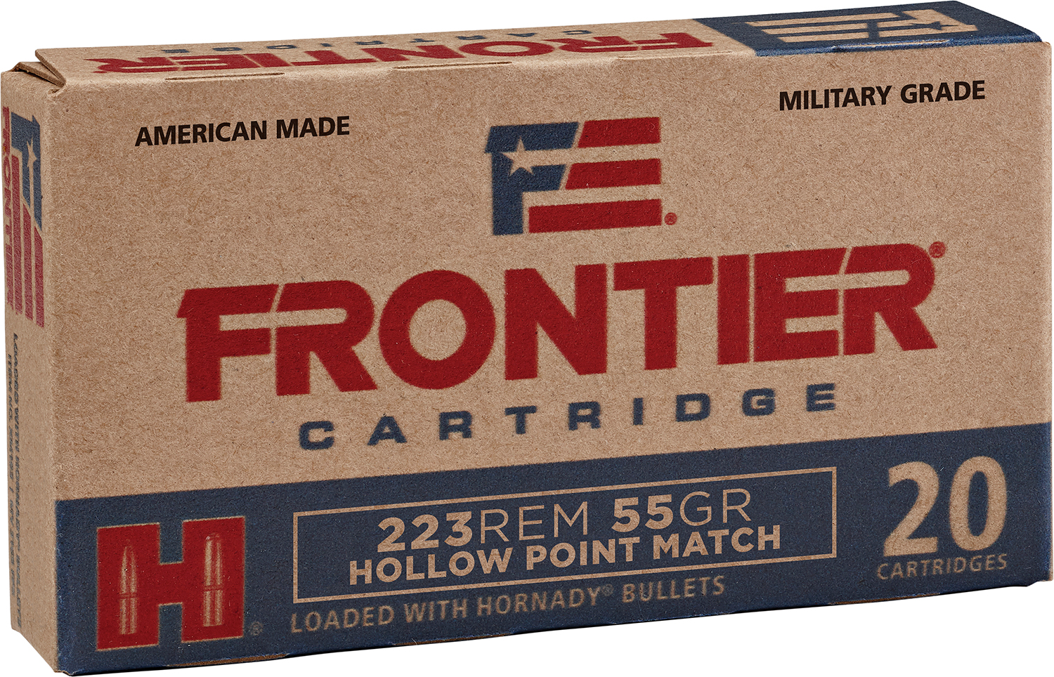 Frontier Cartridge FR140 Military Grade Centerfire Rifle 223 Rem 55 gr Hollow Point Match 20 Per Box/ 25 Cs
