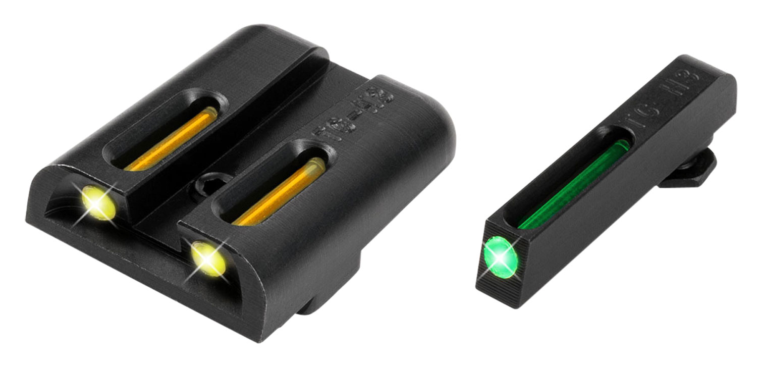 TruGlo TG-131GT1Y TFO  Square Low Set Tritium/Fiber Optic Green Front/U-Notch Yellow Rear Optic with Nitride Fortress Finished Frame for Most Glock (Except MOS Variants)