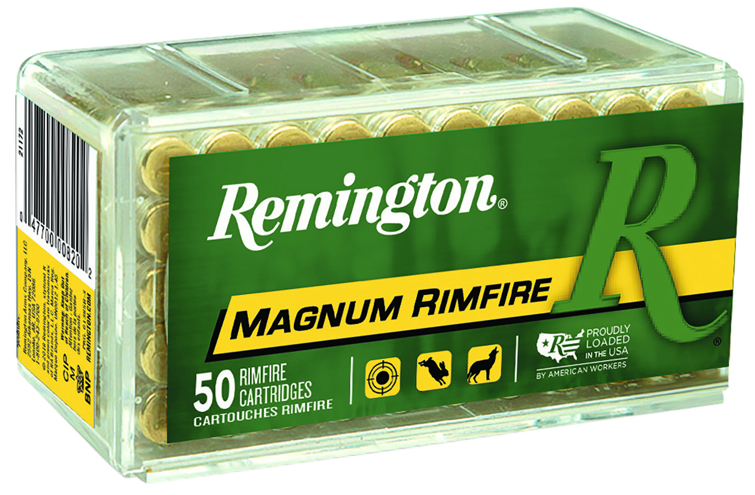 Remington R22M2 Magnum Rimfire Ammo 22 WMR, PSP, 40Gr, 50Rnd, Boxed