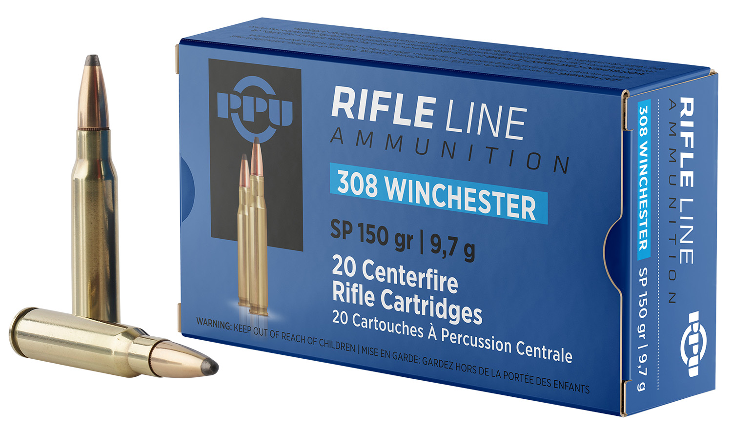 PPU PP3081 Standard Rifle  308 Win 150 gr 2820 fps Soft Point (SP) 20 Bx/10 Cs