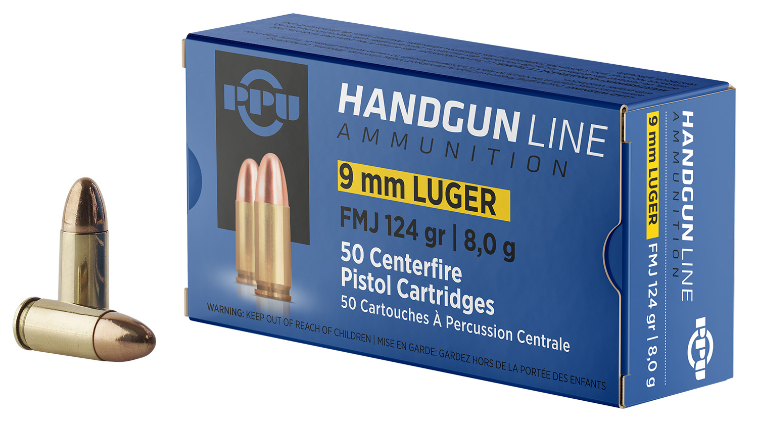 PPU PPH9F2 Pistol Ammo 9mm Luger FMJ 124gr.