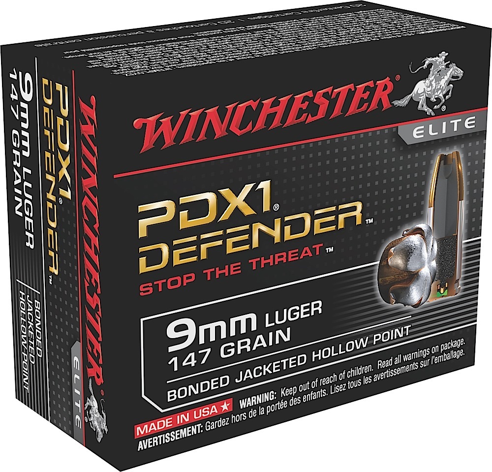 Winchester Ammo S9MMPDB1 PDX1 Defender  9mm Luger 147 gr Bonded Jacket Hollow Point 20 Bx/10 Cs