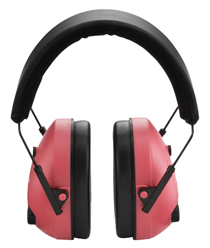 Champion Targets 40975 Electronic Muffs  25 dB Over the Head Pink Ear Cups with Adjustable Black Headband for Adults