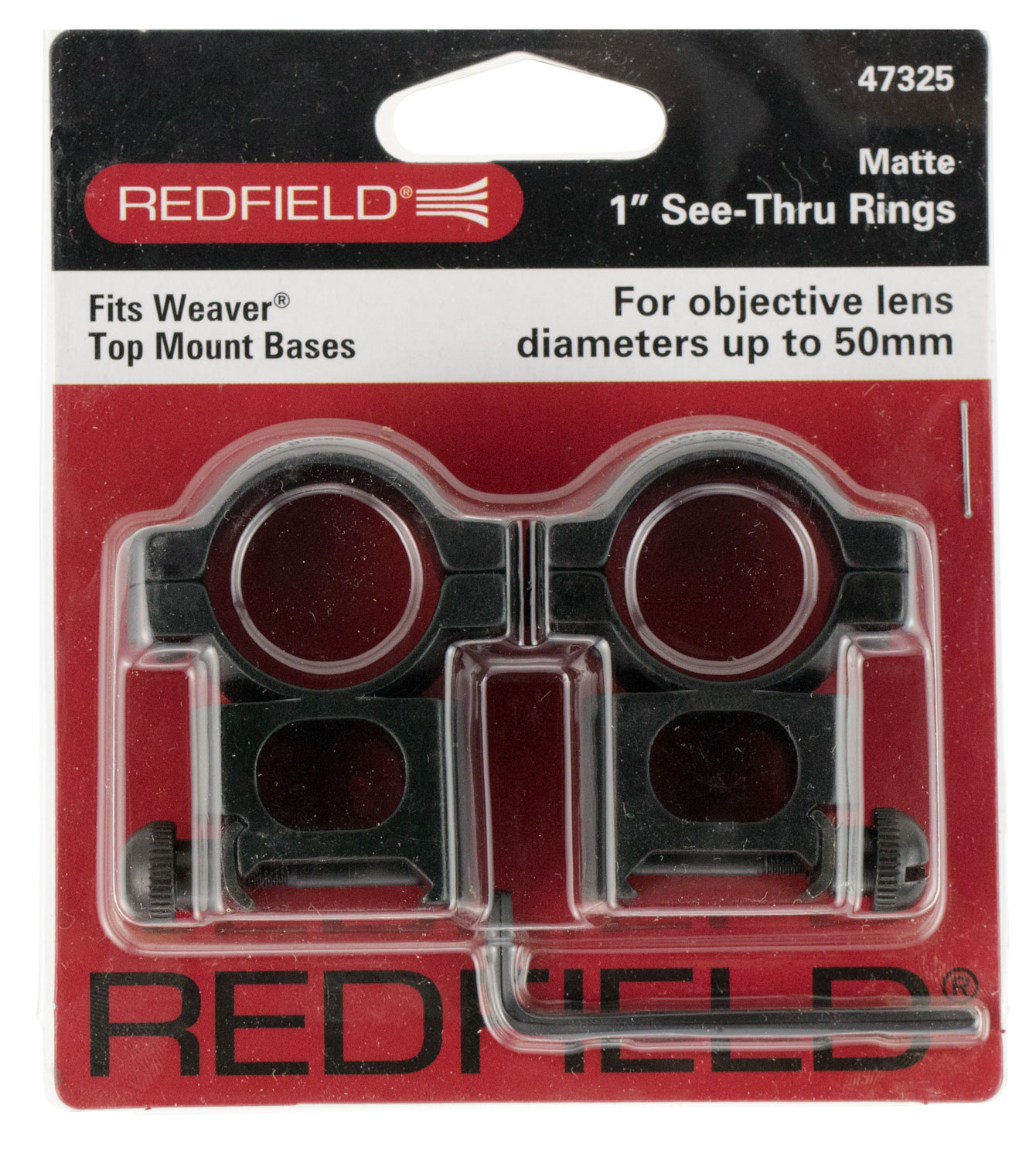 Redfield Mounts 47325 SeeThru Scope Ring Set 1" Matte Black Aluminum
