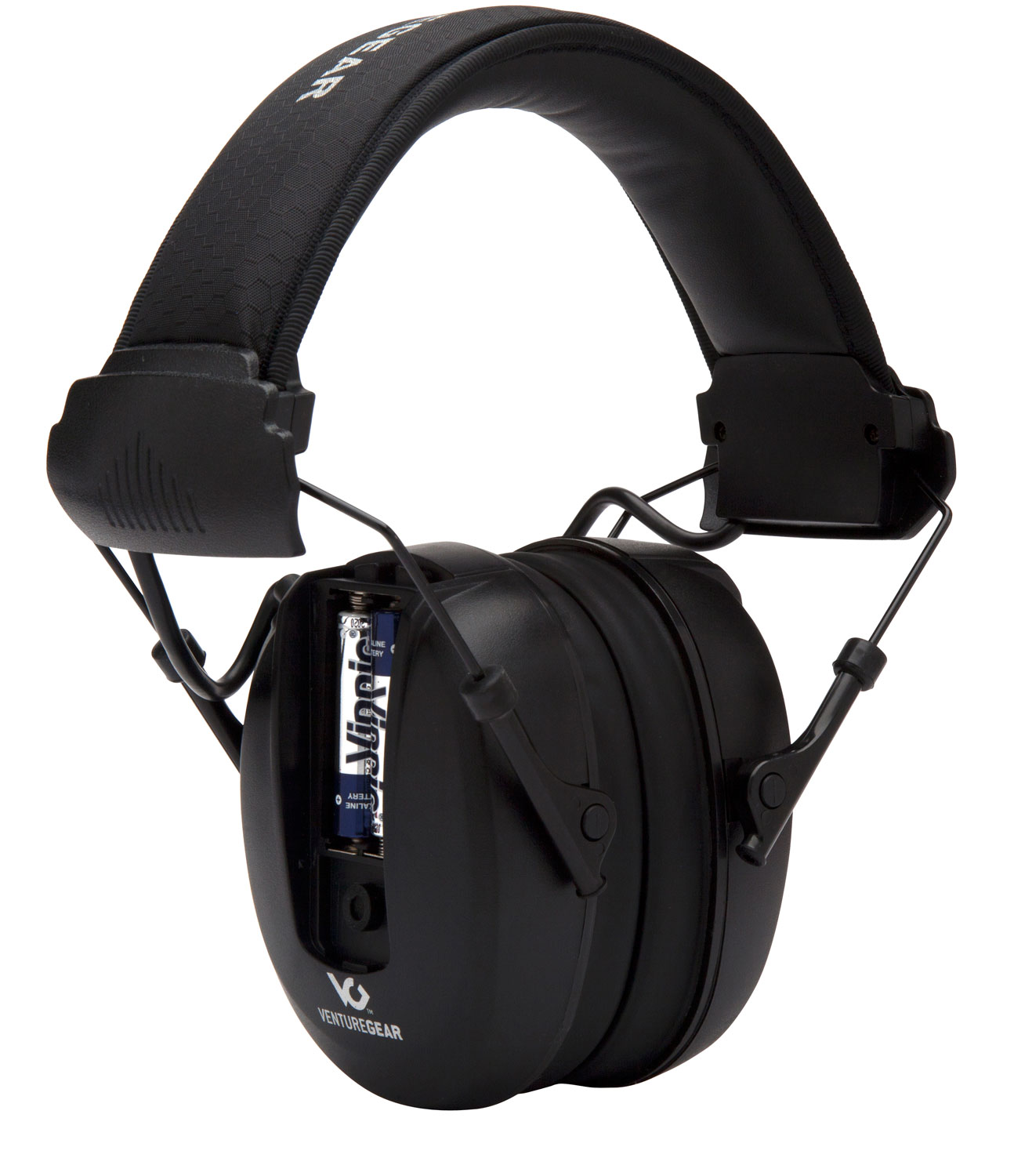 Pyramex VGPME10 Venture Gear Clandestine Electronic Muff 24 dB Over the Head Slim Profile Black Ear Cups with Black Headband for Adults 1 Pair Includes 2 AAA Batteries