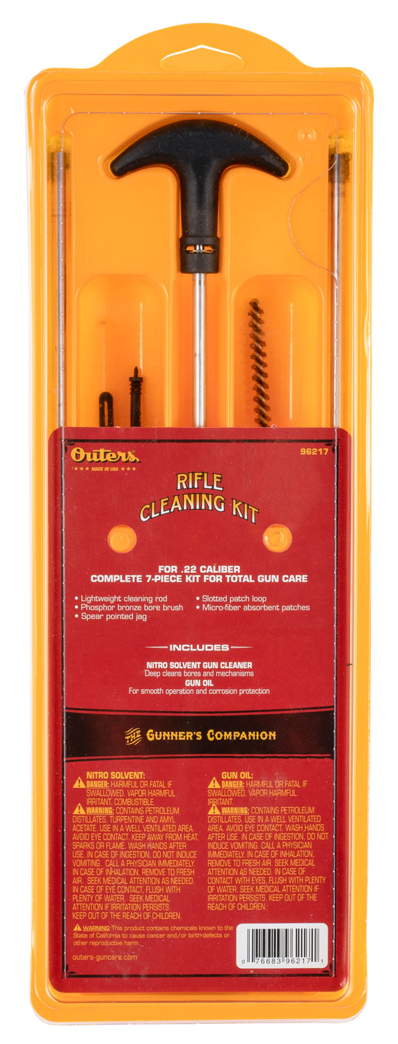 Outers 96217 Rifle Cleaning Kit  22 Cal (Clam Package)