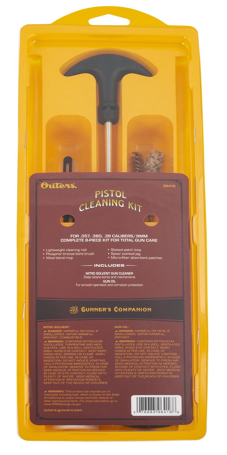 Outers 96416 Aluminum Rod Pistol Kit 38 / 357 Cal / 9mm Pistol (Clam