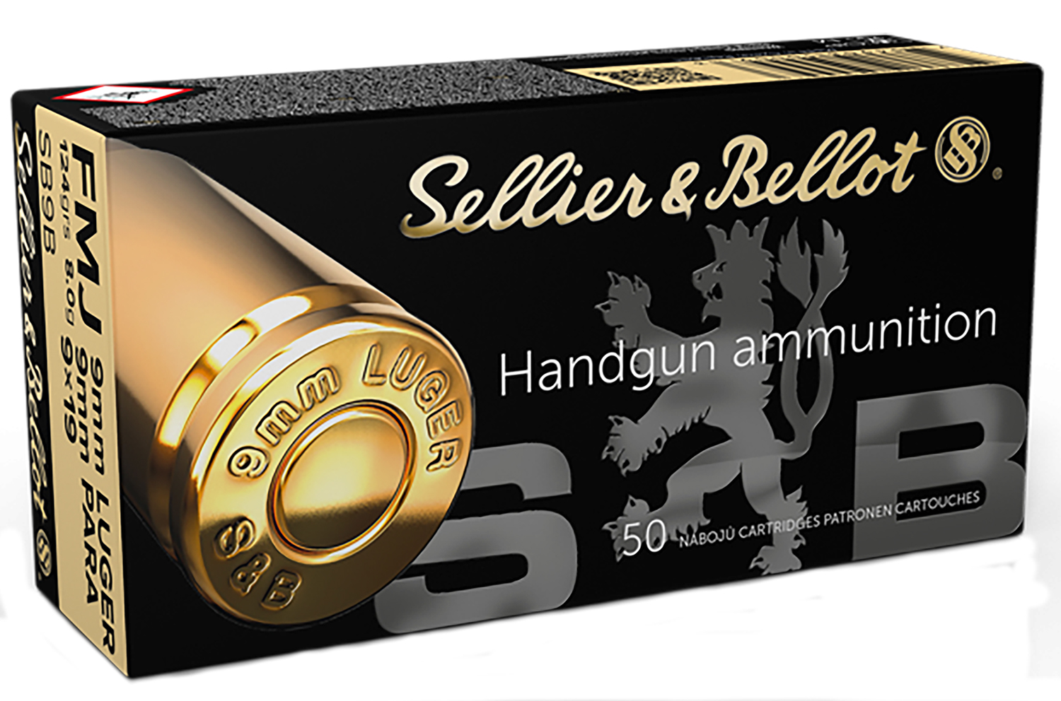 Sellier & Bellot SB9B Handgun Ammunition 9mm Luger 124 gr Full Metal Jacket (FMJ) 50 Bx/ 20 Cs