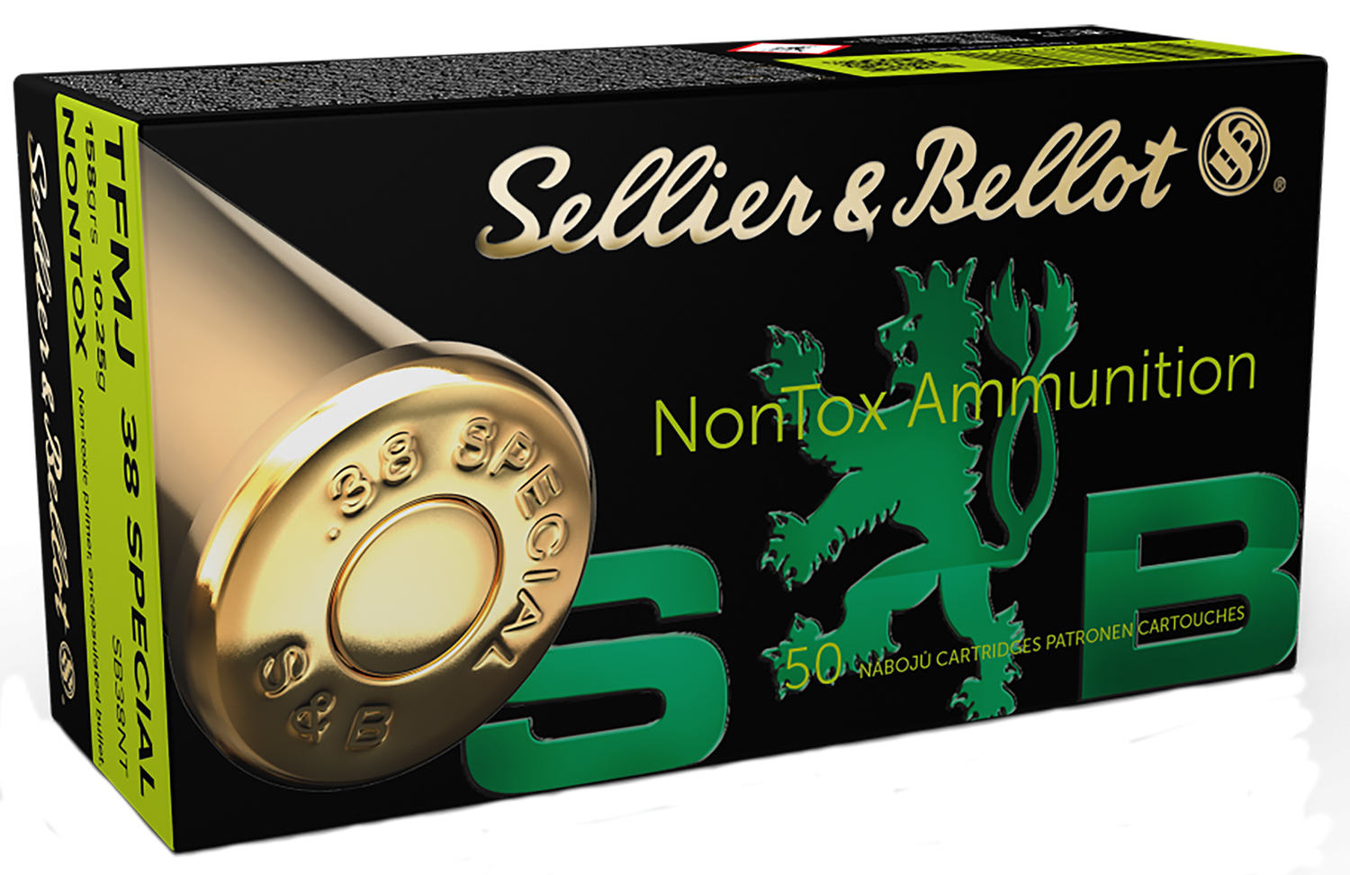 Sellier & Bellot SB38NT Handgun Non-Tox 38 Special 158 gr Total Full Metal Jacket (TFMJ) 50 Bx/ 20 Cs