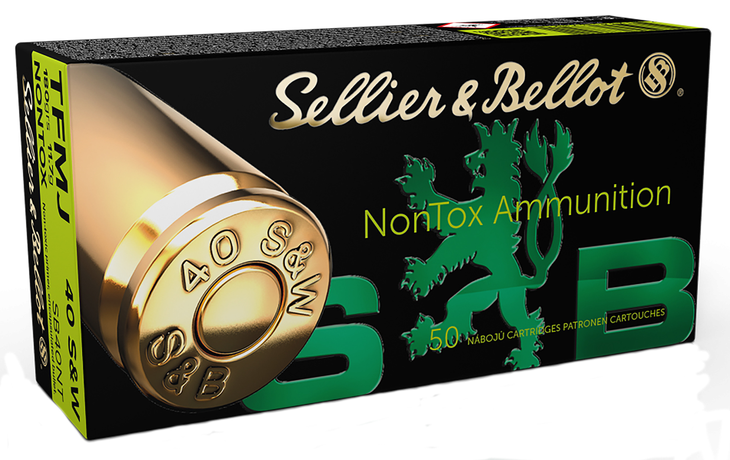 Sellier & Bellot SB40NT Handgun Non-Tox 40 S&W 180 gr Full Metal Jacket (FMJ) 50 Bx/ 20 Cs