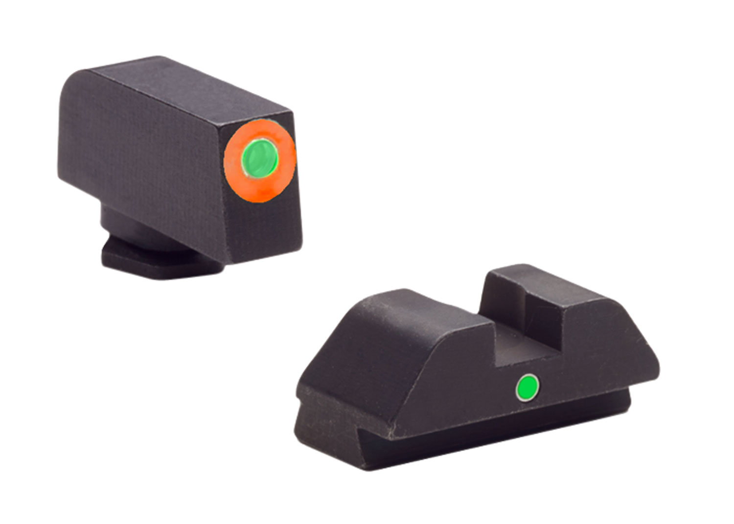 AmeriGlo GL205 i-Dot Sight set for Glock  Black | Green Tritium with Orange Outline Front Sight Green Tritium i-Dot Rear Sight