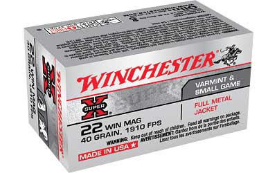 Winchester Ammo X22M Super X  22 WMR 40 gr Full Metal Jacket 50 Per Box 40 Cs
