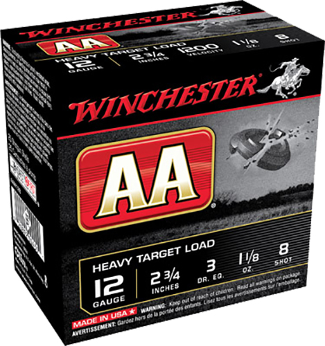 WINCHESTER AA 12GA 1-1/8OZ #8 1200FPS 250RD CASE LOT