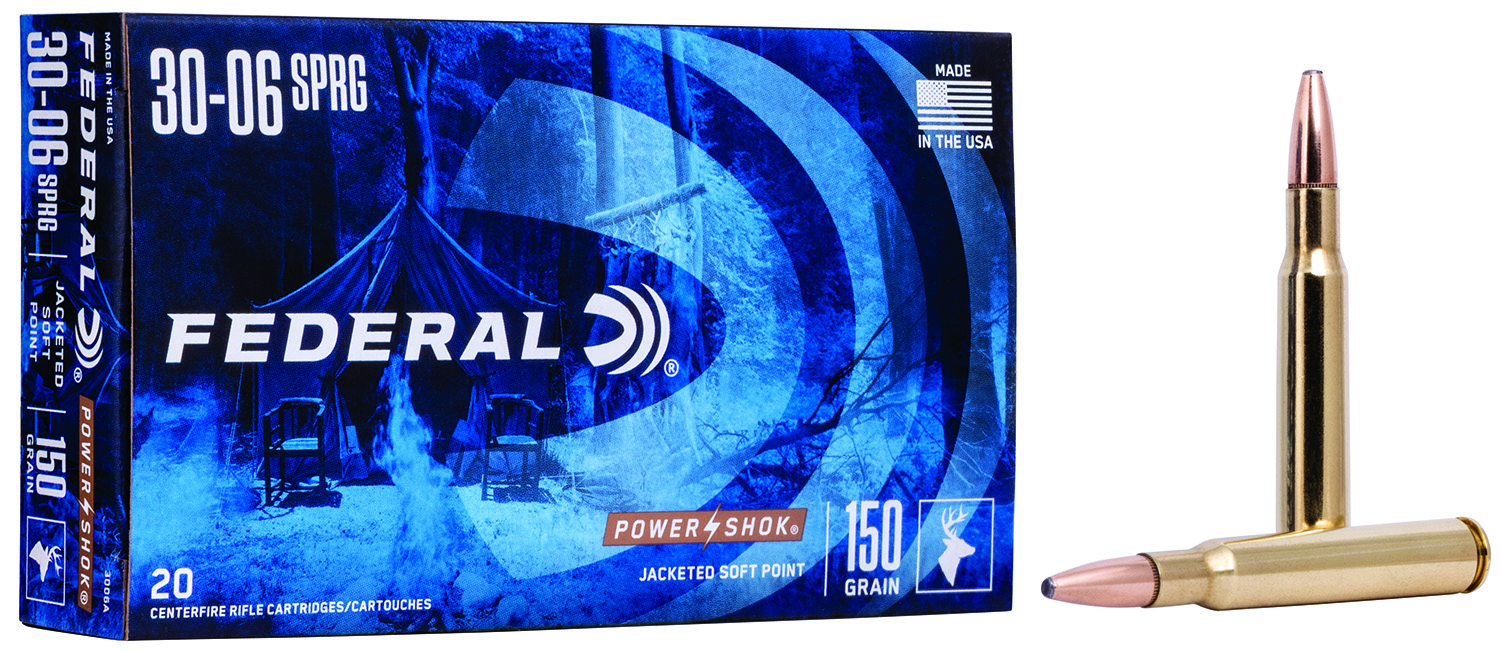 Federal 3006A Power-Shok Hunting 30-06 Springfield 150 gr Jacketed Soft Point (JSP) 20 Per Box/ 10 Cs
