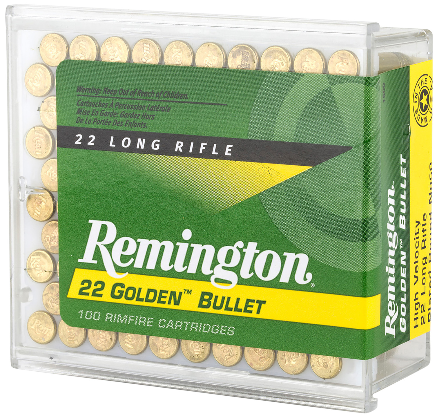 Remington Ammunition 21276 Golden Bullet  22 LR 40 gr Plated Lead Round Nose 100 Per Box/ 50 Cs