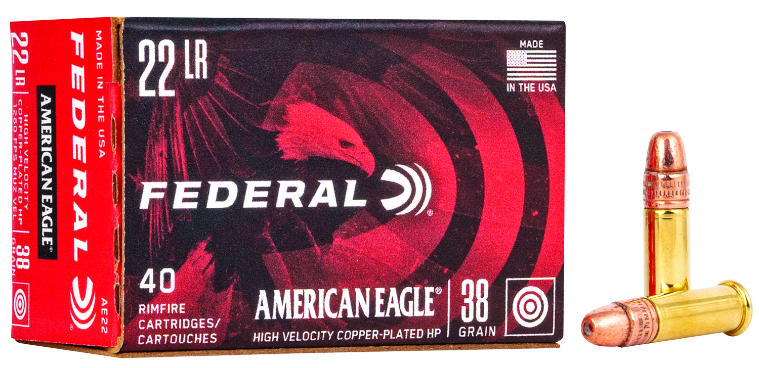 Federal AE22 American Eagle  22 LR 38 gr Jacket Hollow Point 40 Per Box/ 100 Case