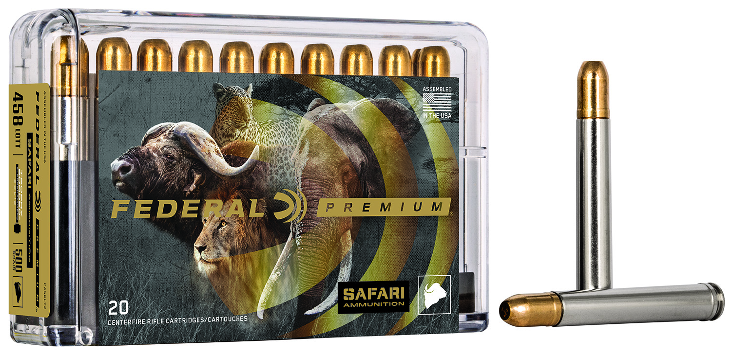 Federal P458T3 Premium Safari Cape-Shok 458 Win Mag 500 gr Trophy Bonded Sledgehammer Solid (TBSH) 20 Bx/ 10 Cs