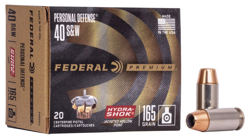 Federal P40HS3 Premium Personal Defense 40 S&W 165 gr Hydra-Shok Jacketed Hollow Point 20 Bx/ 25 Cs
