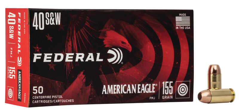 Federal AE40R2 American Eagle  40 S&W 155 gr Full Metal Jacket (FMJ) 50 Per Box/20 Cs