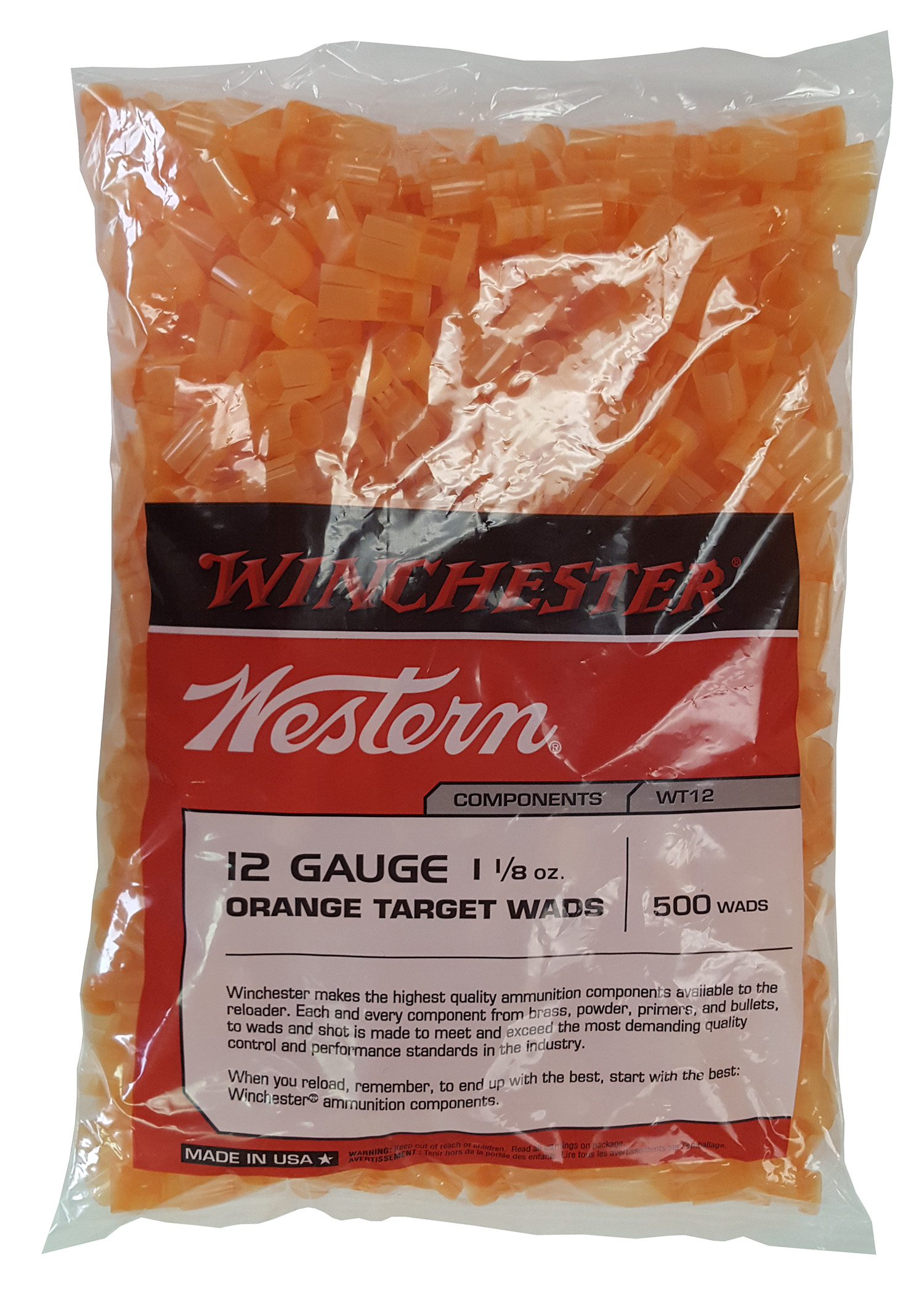 Winchester WT12 Shotshell Wads 12 GA Orange 1 To 1-5/8oz 500Bg