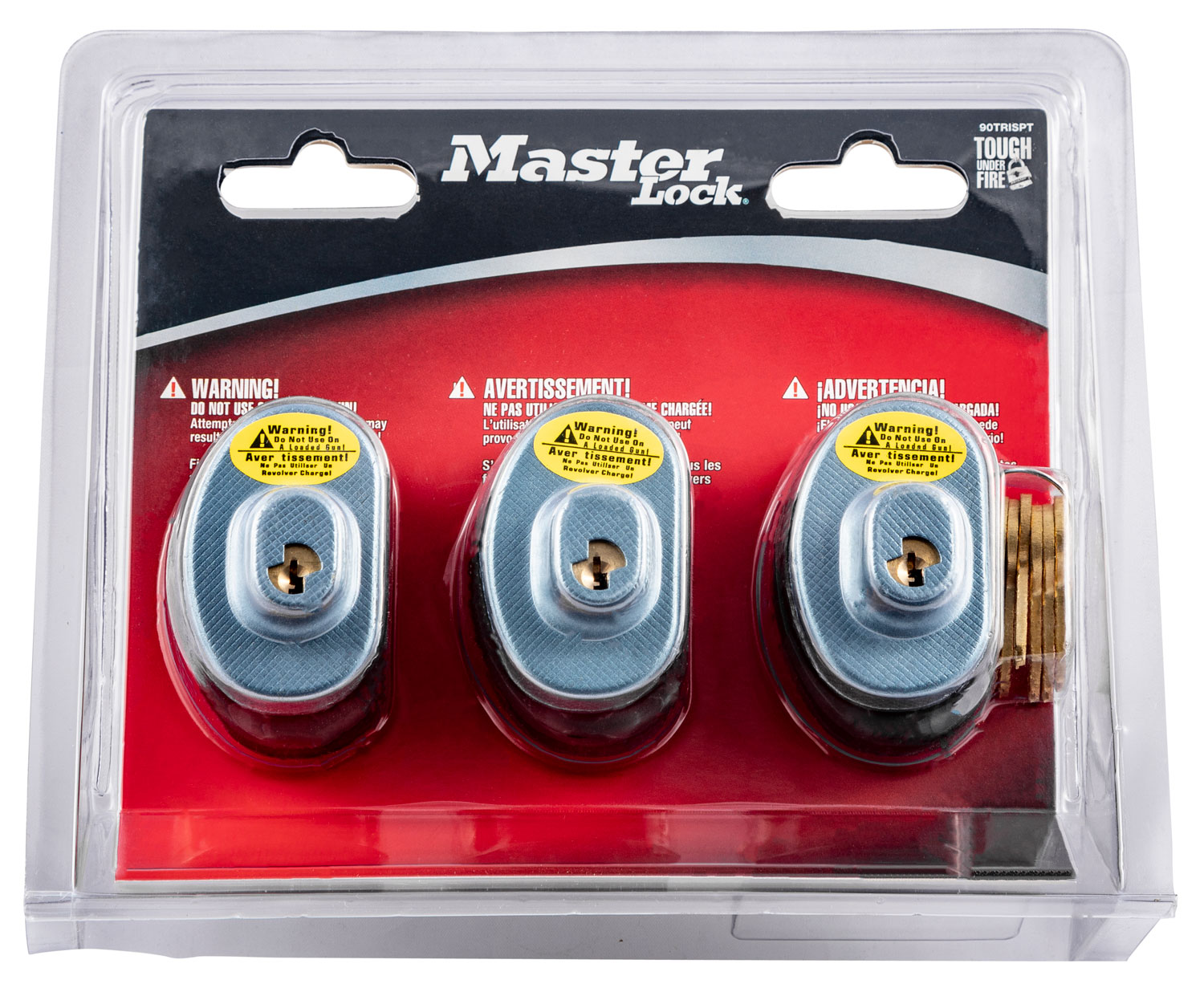 Master Lock 90TRISPT Trigger Lock Keyed Alike Open With Key Gray Steel/Zinc 3 Per Pkg Firearm Fit- Handgun/Rifle/Shotgun