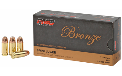 PMC Bronze 9mm Luger Handgun Ammo - 115 Grain | JHP | 50rd Box
