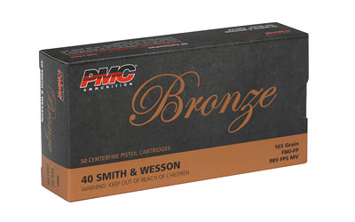 PMC Bronze .40 S&ampW Handgun Ammo - 165 Grain | FMJ-FP | 50rd Box