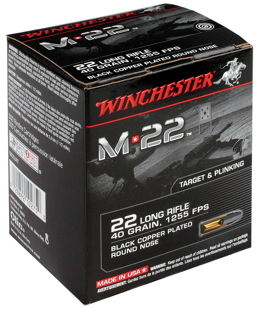 Winchester Ammo S22LRT M-22 22 Long Rifle 40 GR Lead Round Nose 2000 Bx/1 Cs