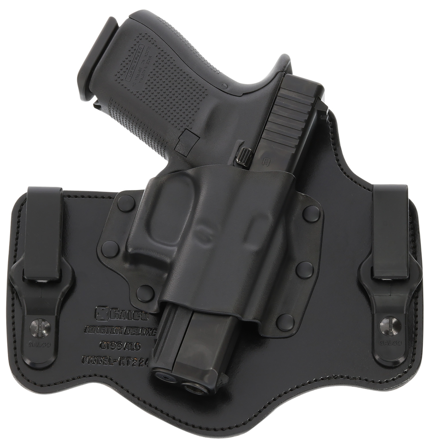 Galco KT224B KingTuk Deluxe Black Kydex Holster w/Leather Backing IWB fits Glock 17,19,22-23,26-27,31-33 Right Hand