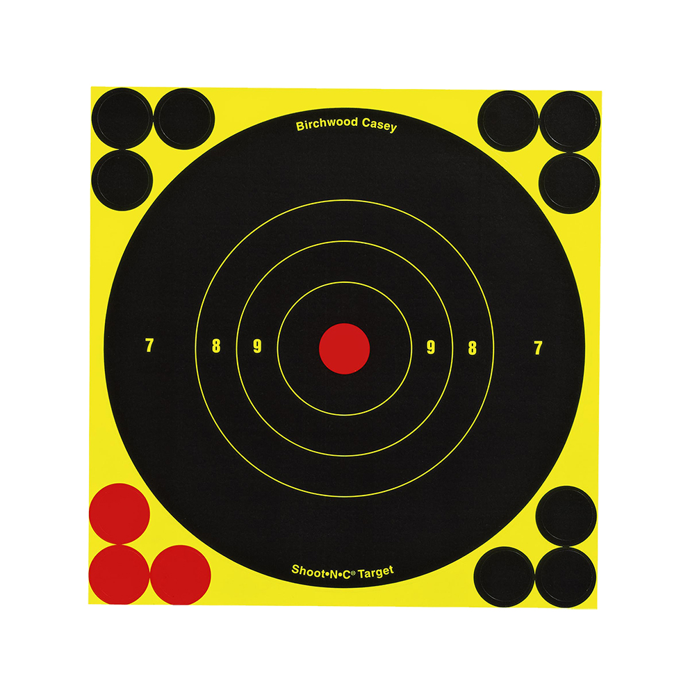 Birchwood Casey 34512 Shoot-N-C  Self-Adhesive Paper Bullseye Black/Yellow 12 Per Pkg