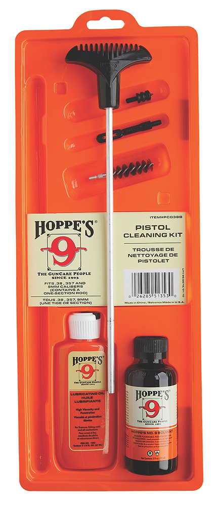 Hoppes PCO38B Pistol Cleaning Kit 38 / 357 Cal / 9mm (Clam Pack)