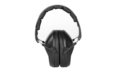 Walkers GWPFPM1 Pro Low Profile Muff Polymer 22 dB Over the Head Black Ear Cups with Black Headband & White Logo Adult