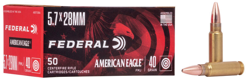 Federal AE5728A American Eagle  5.7x28mm 40 gr Full Metal Jacket (FMJ) 50 Per Box/ 10 Cs