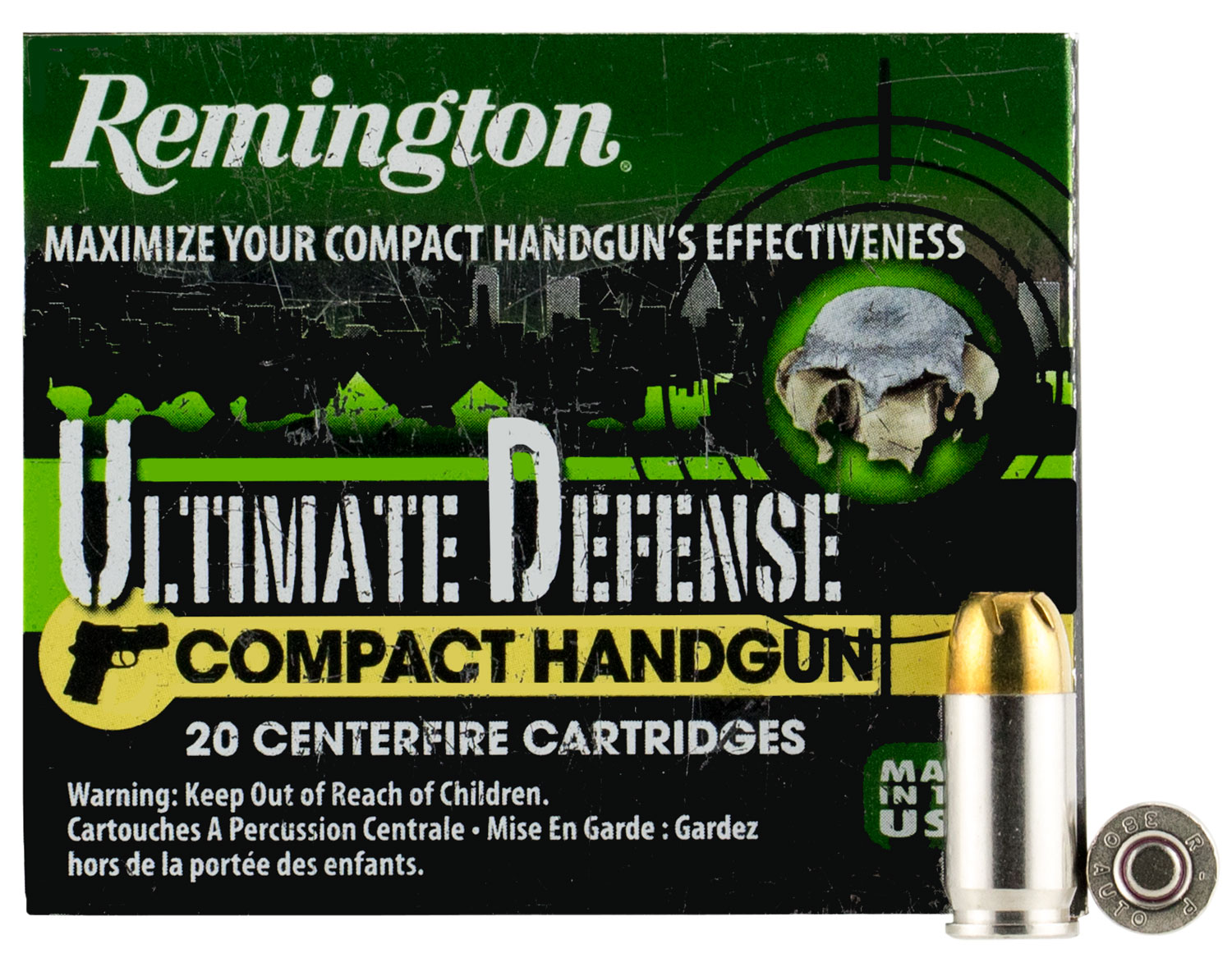 Remington Ammunition 28964 Ultimate Defense  380 ACP 102 gr Brass Jacket Hollow Point (BJHP) 20 Bx/ 25 Cs for Compact Handguns