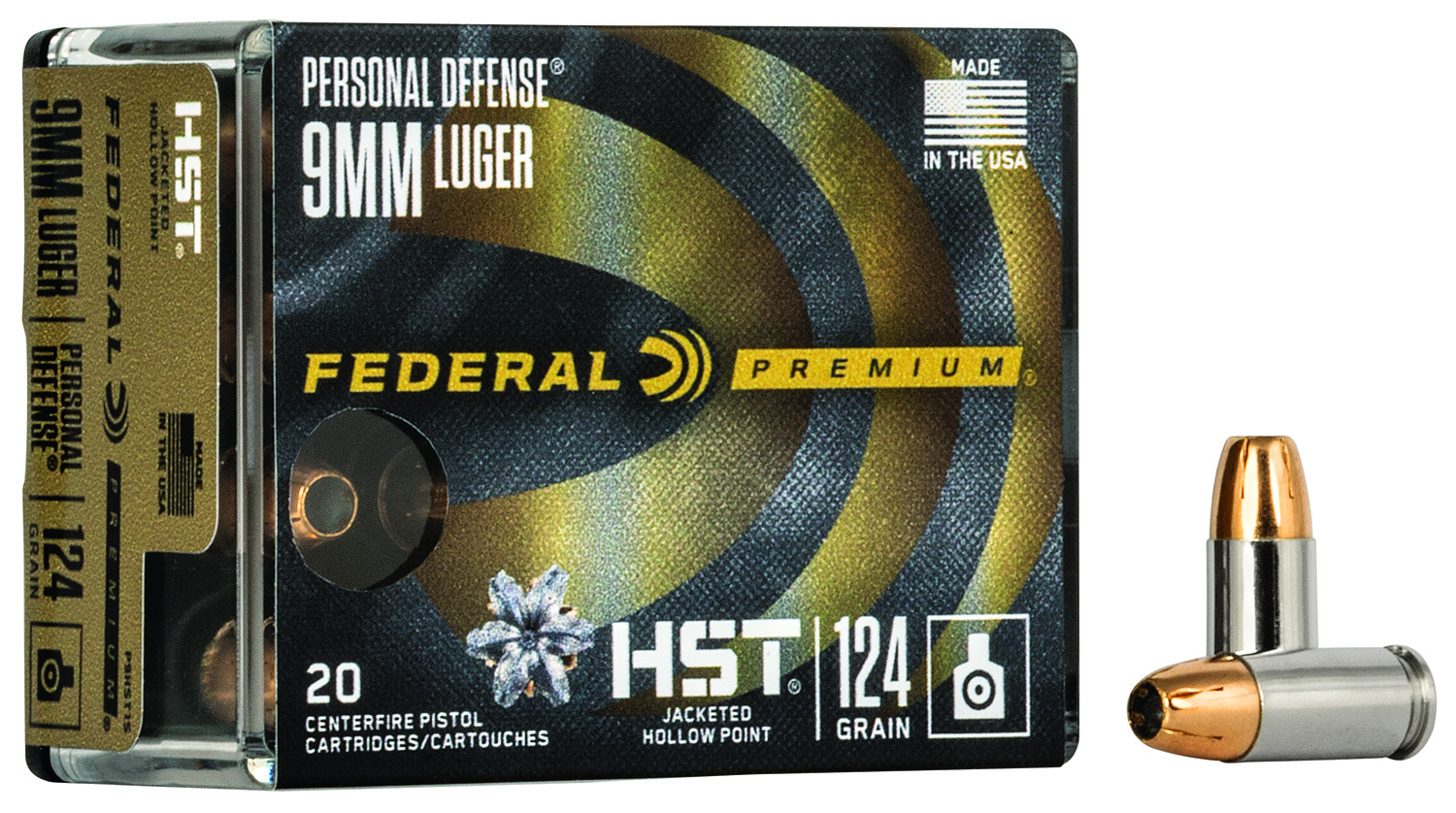 Federal P9HST1S Premium Personal Defense 9mm Luger 124 gr HST Jacketed Hollow Point 20 Per Box/ 10 Case