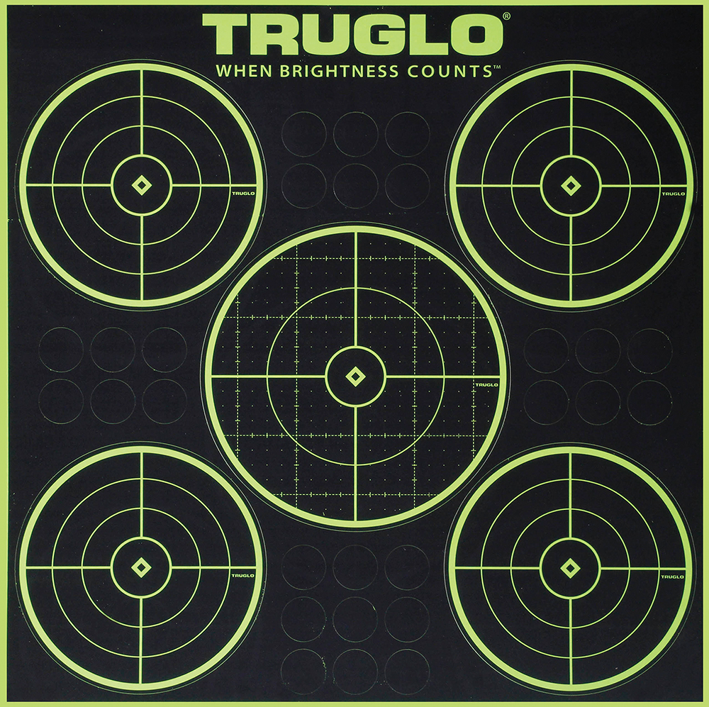 TruGlo TruSee Splatter 5-Bullseye Target  <br>  Green 12x12 6 pk.