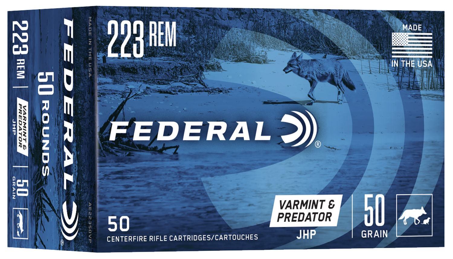 Federal AE22350VP American Eagle Varmint & Predator 223 Rem 50 gr Jacketed Hollow Point (JHP) 50 Bx/ 5 Cs