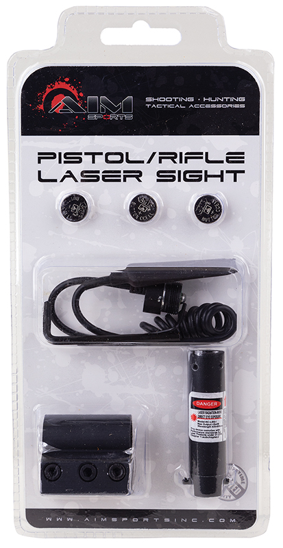 Aim Sports LH002 Pistol & Rifle Laser Sight 5mW Red Laser with 635-650nM Wavelength Up To 500 yd Range Black Anodized Finish Aluminum Includes Picatinny Mount