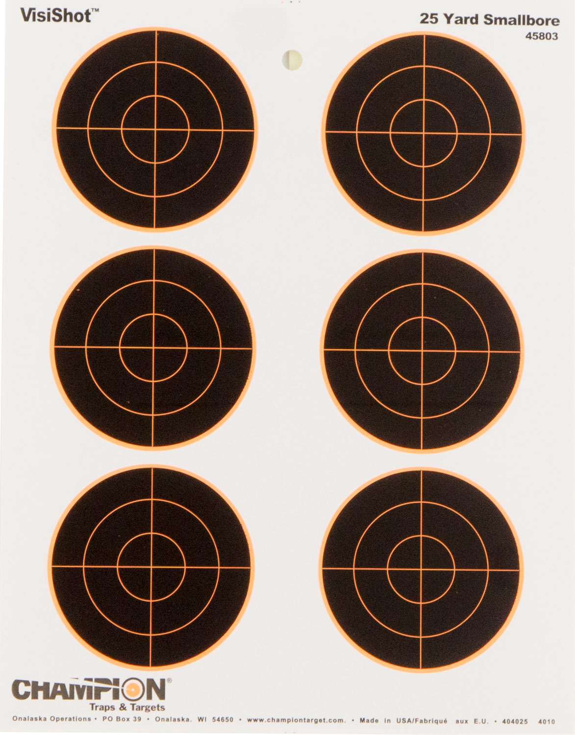 Champion Targets 45803 VisiShot  Bullseye Paper Hanging 25 yds Small Bore Rifle 8.50