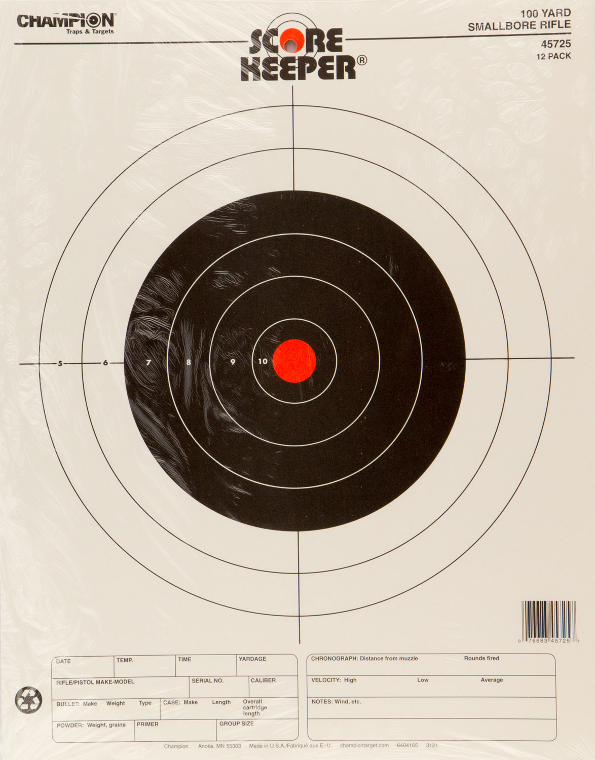 Champion Scorekeeper Targets Fluorescent Orange Bull - 100 yd. Small Bore Rifle 12/Pack