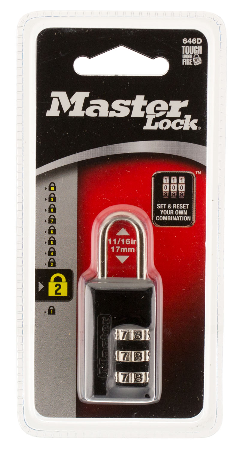 Master Lock 646D Combination Lock  Open With Combination Black Steel