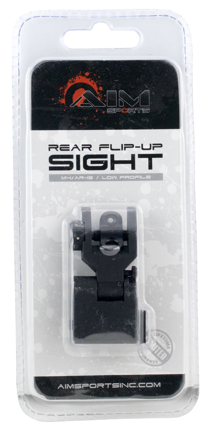Aim Sports MT201 AR Low Profile Rear Flip Up Sight  Black Anodized Low Profile for AR-15