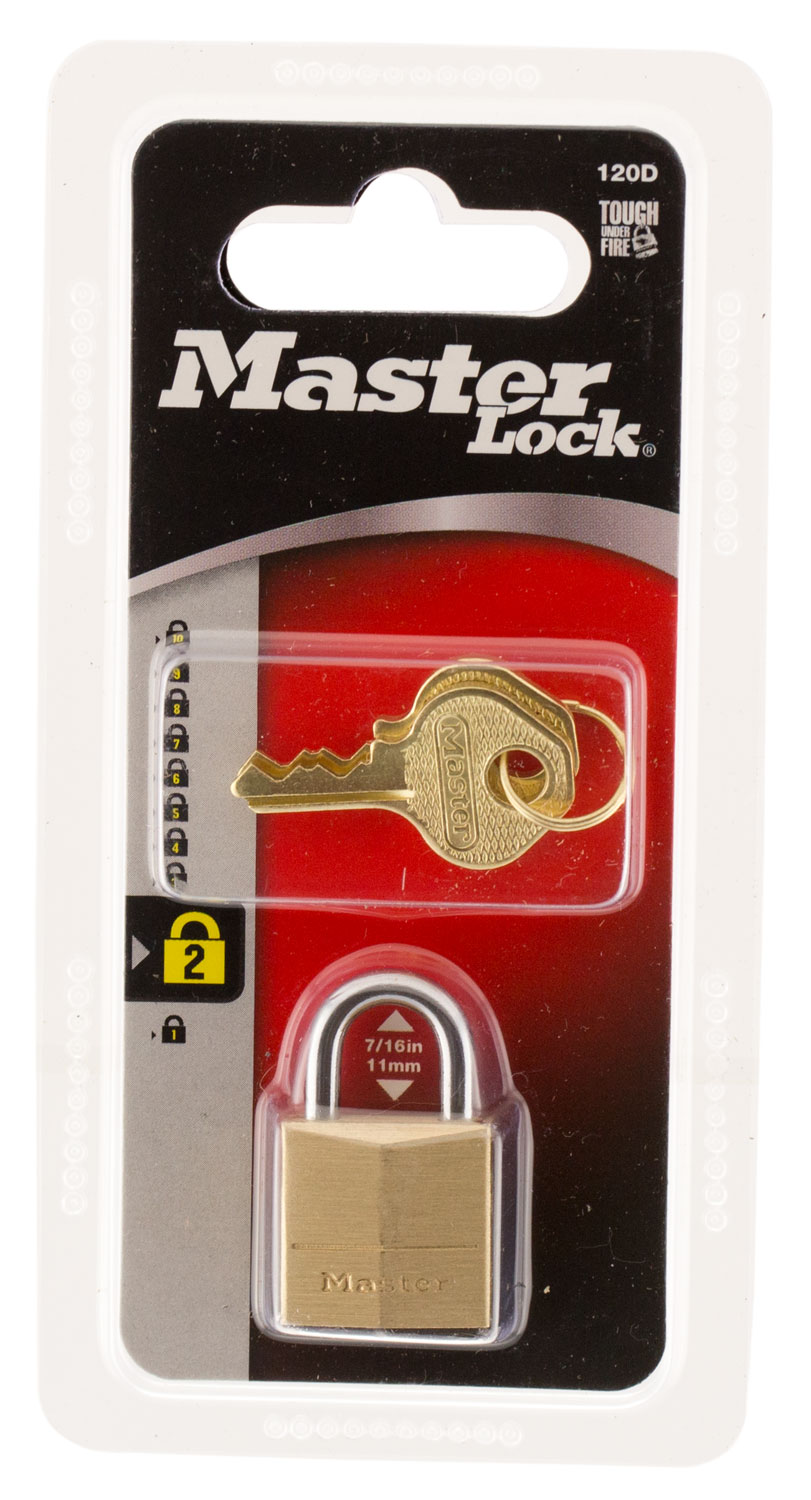 Master Lock 120D Padlock  Open With Key Gold Brass